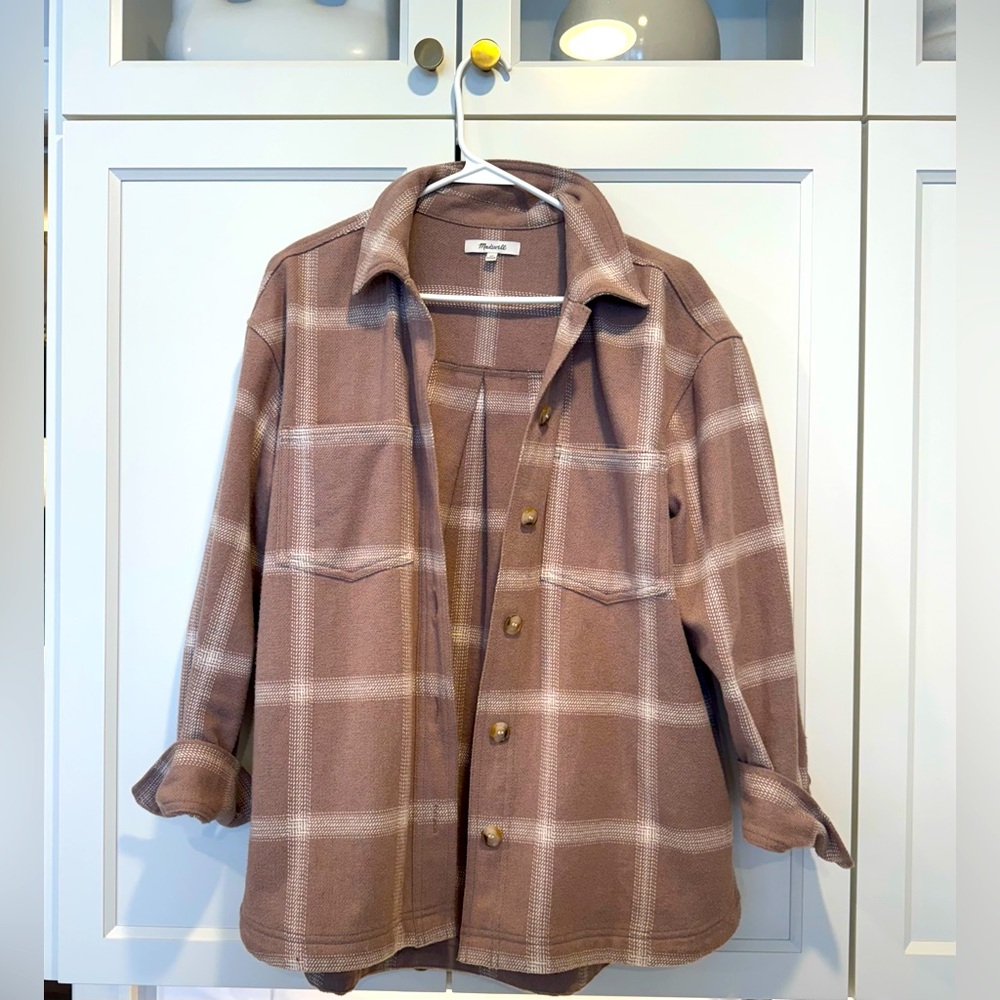 Madewell Flannel Kentwood Oversized Shirt-Jacket in Windowpane, XS